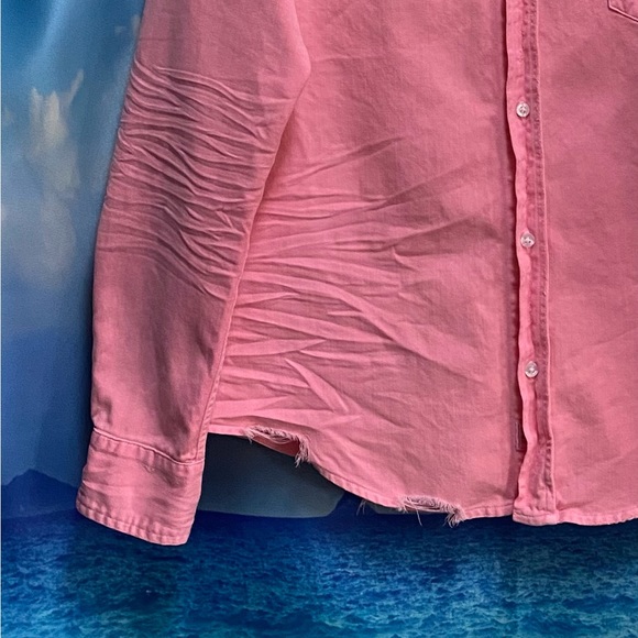 Frank & Eileen BARRY Tailored Button-Up Shirt Famous Denim Size: M Pink - Picture 6 of 16